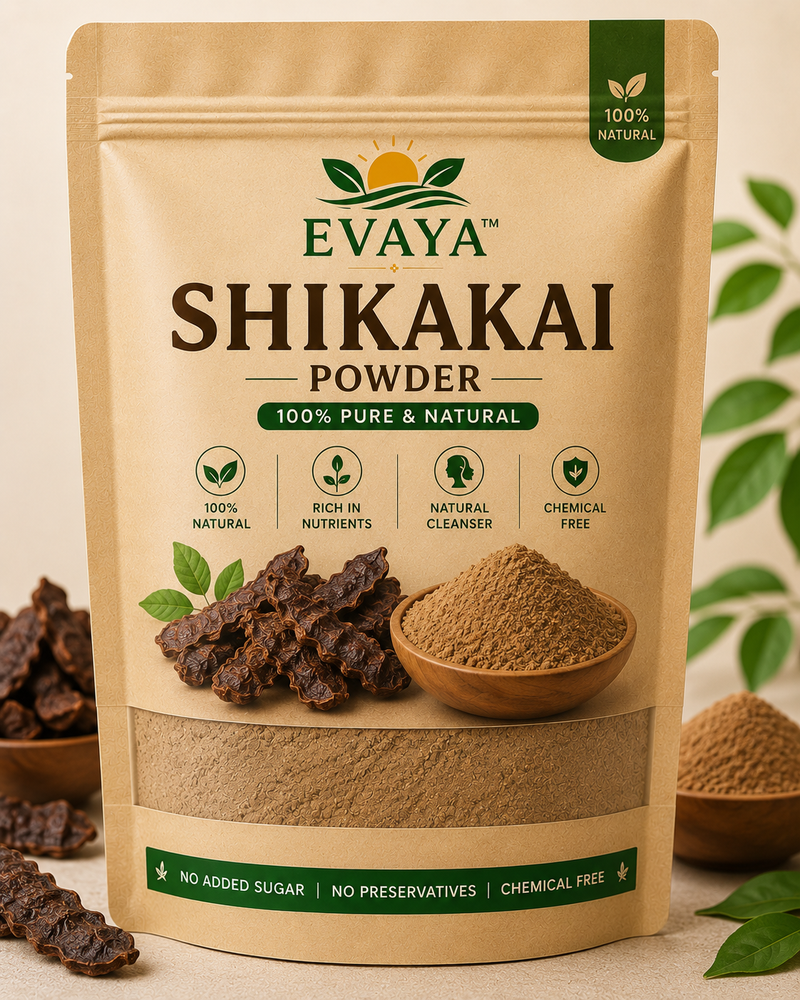 Evaya Pure Organic Shikakai Powder – Chemical Free Natural Hair Cleanser
