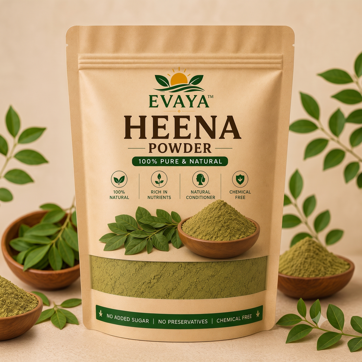 Evaya Pure Herbal Heena Powder – Natural Hair Conditioner & Color