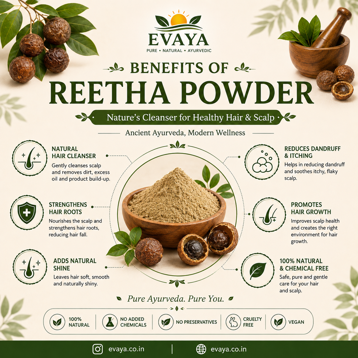EVAYA Reetha Powder(350gm)